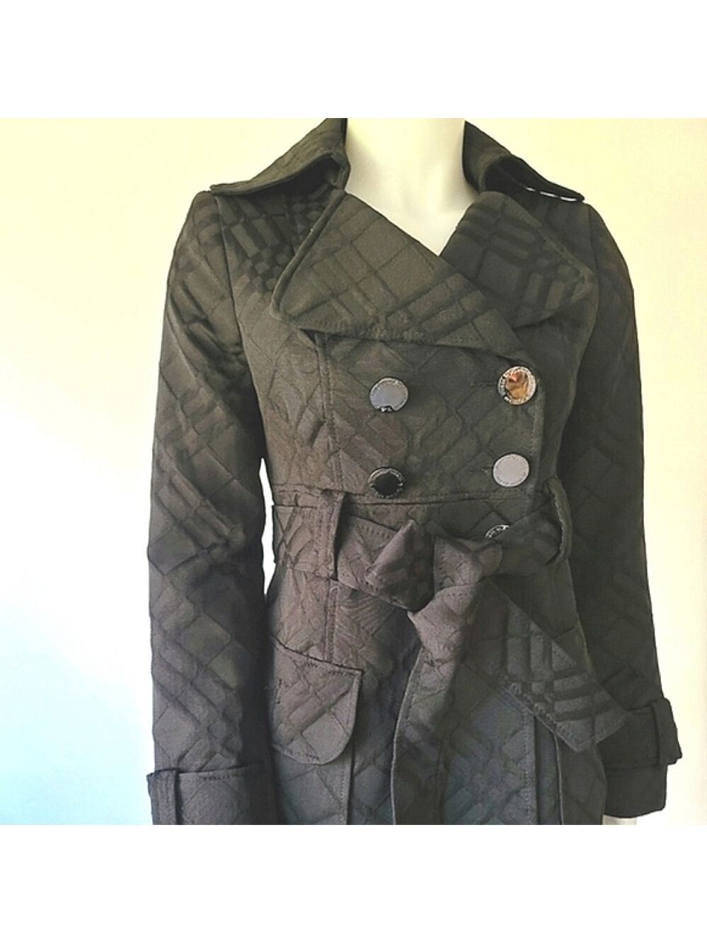 Guess by Marciano Women's Double-Breasted Quilted Plaid Jacket Size XS